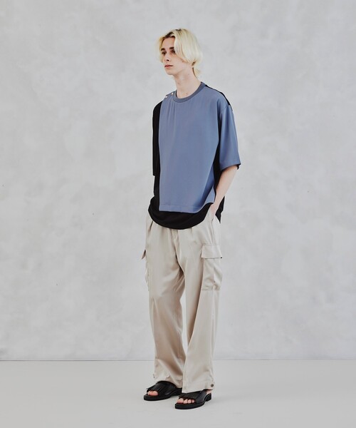 tk.TAKEO KIKUCHI（ティーケータケオキクチ）の「◆サテンワイドストレートカーゴパンツ（その他パンツ・メンズ・ブラック/ベージュ・02/03）」の21枚目の写真