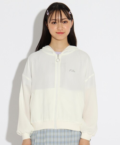 FILA(フィラ)の「◆【FILA】コラボ フード付透けブルゾン(ブルゾン・キッズ・オフホワイト/ブラック・14/15 /16)」の13枚目の写真