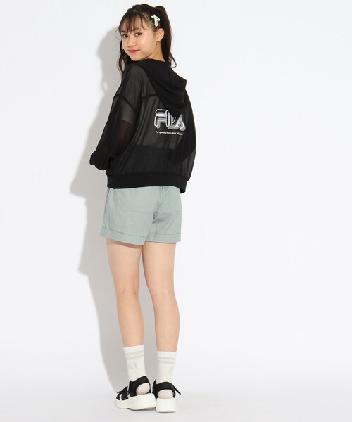 FILA(フィラ)の「◆【FILA】コラボ フード付透けブルゾン(ブルゾン・キッズ・オフホワイト/ブラック・14/15 /16)」の10枚目の写真