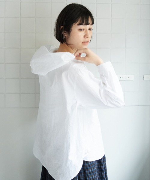 bulle de savon（ビュルデサボン）の「60/1タイプライターワッシャー　スノーパーカー（シャツ/ブラウス・レディース・ホワイト/ネイビー/グレー・FREE）」の8枚目の写真