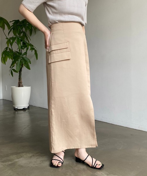 CAPRICIEUX LE'MAGE（カプリシューレマージュ）の「ワークラップ風スカート（スカート・レディース・ブラック/ベージュ・FREE）」の5枚目の写真