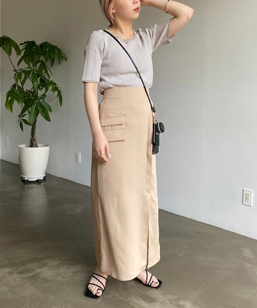 CAPRICIEUX LE'MAGE（カプリシューレマージュ）の「ワークラップ風スカート（スカート・レディース・ブラック/ベージュ・FREE）」の8枚目の写真