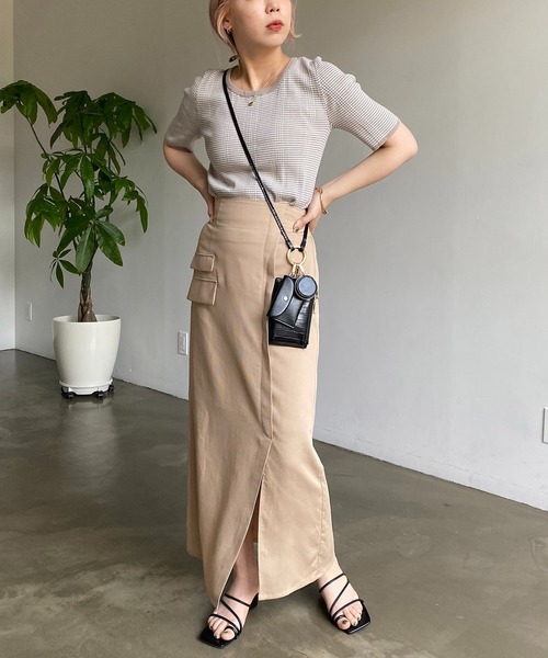 CAPRICIEUX LE'MAGE（カプリシューレマージュ）の「ワークラップ風スカート（スカート・レディース・ブラック/ベージュ・FREE）」の9枚目の写真