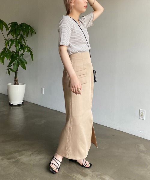 CAPRICIEUX LE'MAGE（カプリシューレマージュ）の「ワークラップ風スカート（スカート・レディース・ブラック/ベージュ・FREE）」の10枚目の写真