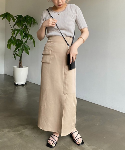 CAPRICIEUX LE'MAGE（カプリシューレマージュ）の「ワークラップ風スカート（スカート・レディース・ブラック/ベージュ・FREE）」の11枚目の写真