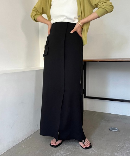 CAPRICIEUX LE'MAGE（カプリシューレマージュ）の「ワークラップ風スカート（スカート・レディース・ブラック/ベージュ・FREE）」の12枚目の写真