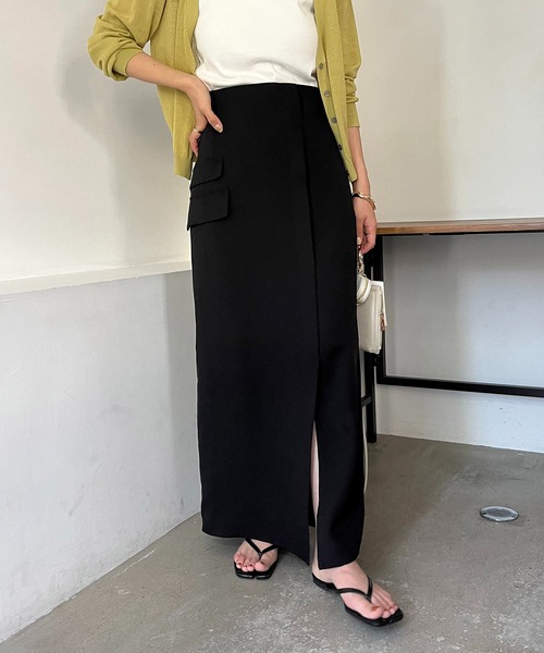 CAPRICIEUX LE'MAGE（カプリシューレマージュ）の「ワークラップ風スカート（スカート・レディース・ブラック/ベージュ・FREE）」の13枚目の写真