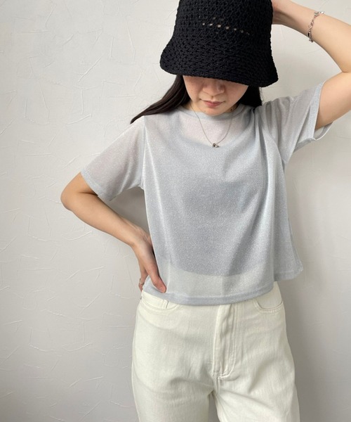 JUGLANS(ユグランス)の「☆ 圧倒的着回し力。ラメTEE 251328(Tシャツ/カットソー・レディース・イエロー/ブラック/シルバー・FREE)」の3枚目の写真