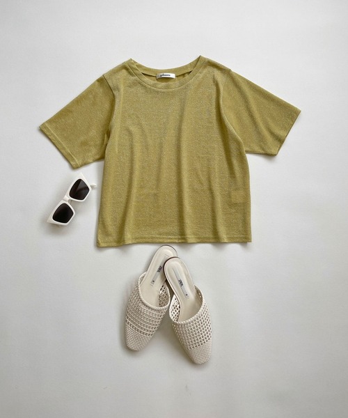 JUGLANS(ユグランス)の「☆ 圧倒的着回し力。ラメTEE 251328(Tシャツ/カットソー・レディース・イエロー/ブラック/シルバー・FREE)」の1枚目の写真