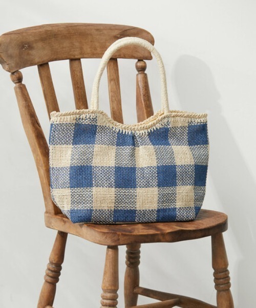 Green　Parks（グリーンパークス）の「・ギンガムチェックペーパーバッグ（トートバッグ・レディース・ブルー/グレー/ピンク・FREE）」の3枚目の写真