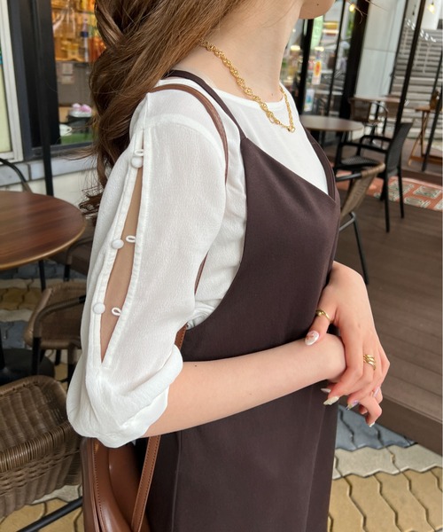 Ambre Ciel(アンブルシエル)の「2WAYショルダースリットトップス/【WEB/EC限定商品】(Tシャツ/カットソー・レディース・ブラック/オフホワイト/ライトグリーン・FREE)」の9枚目の写真