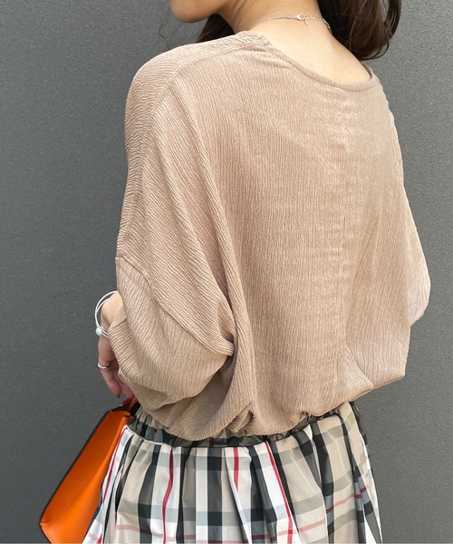 Meli rich（メリーリッチ）の「ラフさと上品さを両立。ミニプリーツビッグTシャツ（Tシャツ/カットソー・レディース・カーキ/モカ/ライトベージュ/チャコール・M/L）」の10枚目の写真