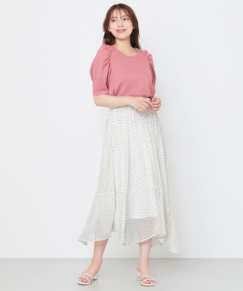 Feroux(フェルゥ)の「【セットアイテム】ドット楊柳 シアー ブラウス×イレヘム スカート(ドレス・レディース・ホワイト系1/ブラック系1・1/2)」の21枚目の写真