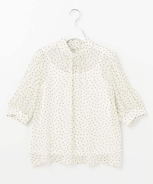 Feroux(フェルゥ)の「【セットアイテム】ドット楊柳 シアー ブラウス×イレヘム スカート(ドレス・レディース・ホワイト系1/ブラック系1・1/2)」の3枚目の写真