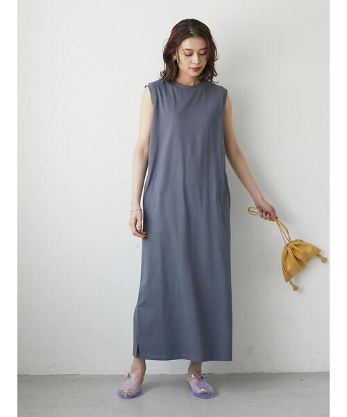 Green　Parks（グリーンパークス）の「汗染み防止 ノースリーブワンピース（ワンピース・レディース・グレー/ピンク/ブルー・FREE）」の4枚目の写真