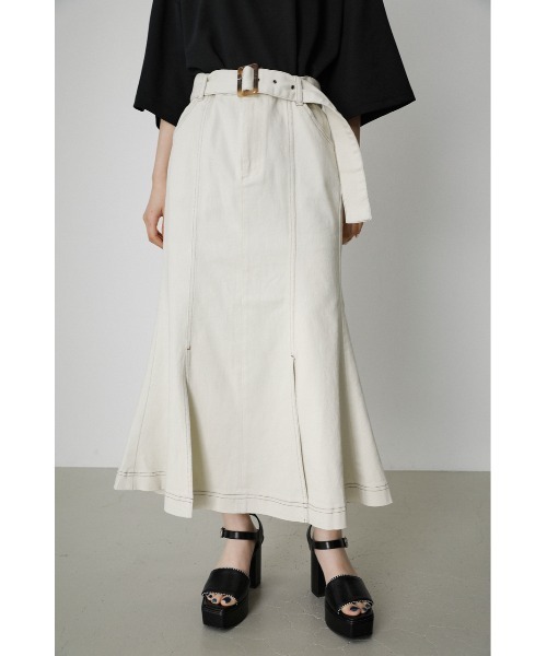 AZUL by moussy(アズールバイマウジー)の「TWILL STITCH MERMAID SK/ツイルステッチマーメイドスカート(スカート・レディース・ブラック/アイボリー/ライトブラウン・SMALL/MEDIUM)」の2枚目の写真