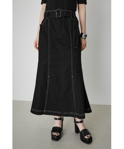 AZUL by moussy(アズールバイマウジー)の「TWILL STITCH MERMAID SK/ツイルステッチマーメイドスカート(スカート・レディース・ブラック/アイボリー/ライトブラウン・SMALL/MEDIUM)」の3枚目の写真