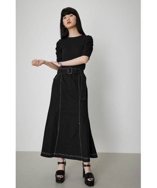 AZUL by moussy(アズールバイマウジー)の「TWILL STITCH MERMAID SK/ツイルステッチマーメイドスカート(スカート・レディース・ブラック/アイボリー/ライトブラウン・SMALL/MEDIUM)」の18枚目の写真