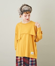 CUBE SUGAR（キューブシュガー）の「無地パフスリーブ長袖クルーネックプルオーバー（Tシャツ/カットソー）」