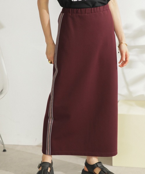 ROSE BUD（ローズバッド）の「サイドラインテープスカート（スカート・レディース・ブラック/ボルドー/グリーン・FREE）」の3枚目の写真