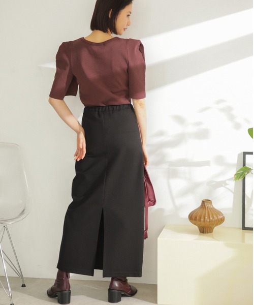 ROSE BUD（ローズバッド）の「サイドラインテープスカート（スカート・レディース・ブラック/ボルドー/グリーン・FREE）」の6枚目の写真