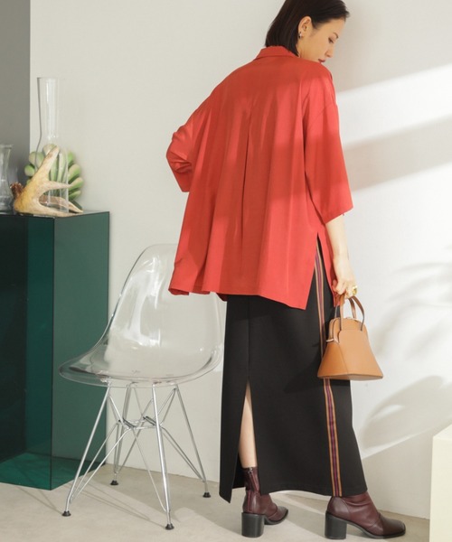 ROSE BUD（ローズバッド）の「サイドラインテープスカート（スカート・レディース・ブラック/ボルドー/グリーン・FREE）」の8枚目の写真