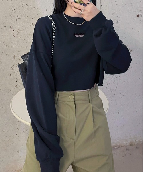 EPIMI E'PIMMY（エピミエピミー）の「チビロゴショートスウェット（スウェット・レディース・ネイビー/レッド/オフホワイト/ピンク/アイボリー/オートミール/杢グレー/ダークブルー・MEDIUM）」の6枚目の写真