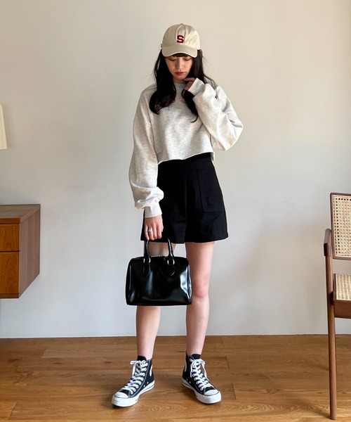 EPIMI E'PIMMY（エピミエピミー）の「チビロゴショートスウェット（スウェット・レディース・ネイビー/レッド/オフホワイト/ピンク/アイボリー/オートミール/杢グレー/ダークブルー・MEDIUM）」の10枚目の写真