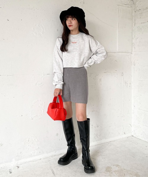 EPIMI E'PIMMY（エピミエピミー）の「チビロゴショートスウェット（スウェット・レディース・ネイビー/レッド/オフホワイト/ピンク/アイボリー/オートミール/杢グレー/ダークブルー・MEDIUM）」の12枚目の写真