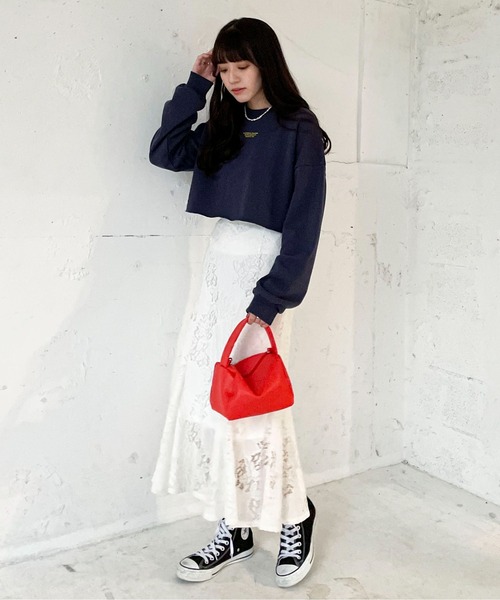 EPIMI E'PIMMY（エピミエピミー）の「チビロゴショートスウェット（スウェット・レディース・ネイビー/レッド/オフホワイト/ピンク/アイボリー/オートミール/杢グレー/ダークブルー・MEDIUM）」の20枚目の写真