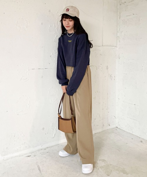 EPIMI E'PIMMY（エピミエピミー）の「チビロゴショートスウェット（スウェット・レディース・ネイビー/レッド/オフホワイト/ピンク/アイボリー/オートミール/杢グレー/ダークブルー・MEDIUM）」の21枚目の写真