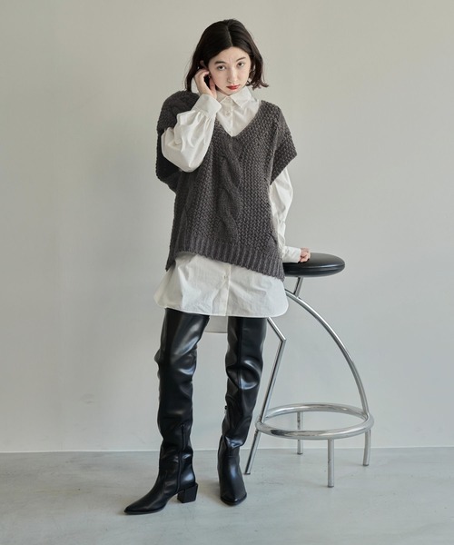 eL（エル）の「【eL】Assort Long Shirt/156719（シャツ/ブラウス・レディース・ブラック/オフホワイト/ブルー系その他・FREE）」の21枚目の写真