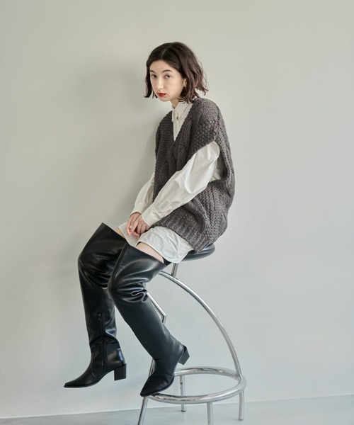 eL（エル）の「【eL】Assort Long Shirt/156719（シャツ/ブラウス・レディース・ブラック/オフホワイト/ブルー系その他・FREE）」の4枚目の写真