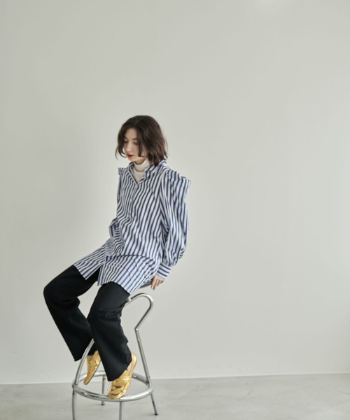 eL（エル）の「【eL】Assort Long Shirt/156719（シャツ/ブラウス・レディース・ブラック/オフホワイト/ブルー系その他・FREE）」の6枚目の写真