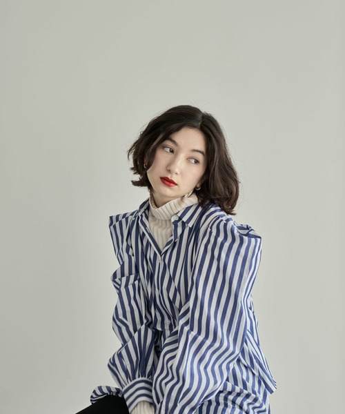 eL（エル）の「【eL】Assort Long Shirt/156719（シャツ/ブラウス・レディース・ブラック/オフホワイト/ブルー系その他・FREE）」の9枚目の写真