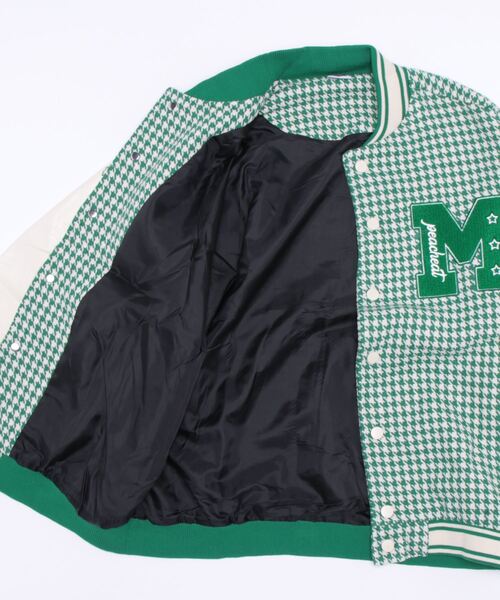 HOOK（フック）の「【HOOK】ユニセックスアメカジワッペン刺繍千鳥柄スタジャンジャケット（スタジャン・メンズ・ブラック/グリーン/ベージュ・L/XL/M）」の16枚目の写真