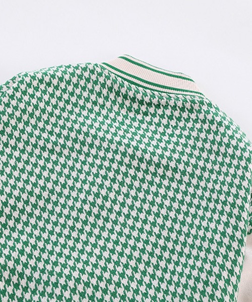 HOOK（フック）の「【HOOK】ユニセックスアメカジワッペン刺繍千鳥柄スタジャンジャケット（スタジャン・メンズ・ブラック/グリーン/ベージュ・L/XL/M）」の9枚目の写真