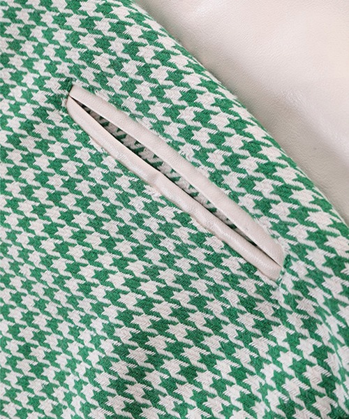 HOOK（フック）の「【HOOK】ユニセックスアメカジワッペン刺繍千鳥柄スタジャンジャケット（スタジャン・メンズ・ブラック/グリーン/ベージュ・L/XL/M）」の12枚目の写真