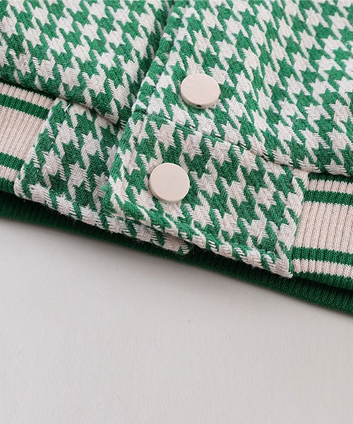 HOOK（フック）の「【HOOK】ユニセックスアメカジワッペン刺繍千鳥柄スタジャンジャケット（スタジャン・メンズ・ブラック/グリーン/ベージュ・L/XL/M）」の14枚目の写真