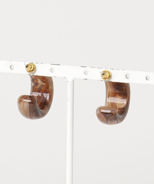 Shelly island（シェリーアイランド）の「マーブルフープピアス（ピアス（両耳用）・レディース・ブラウン/グリーン・FREE）」の11枚目の写真