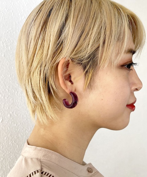 Shelly island（シェリーアイランド）の「マーブルフープピアス（ピアス（両耳用）・レディース・ブラウン/グリーン・FREE）」の5枚目の写真