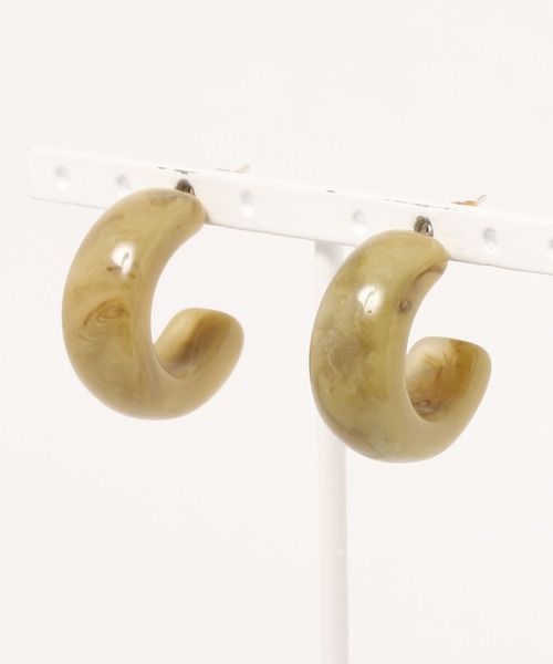 Shelly island（シェリーアイランド）の「マーブルフープピアス（ピアス（両耳用）・レディース・ブラウン/グリーン・FREE）」の8枚目の写真