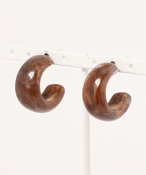 Shelly island（シェリーアイランド）の「マーブルフープピアス（ピアス（両耳用）・レディース・ブラウン/グリーン・FREE）」の9枚目の写真