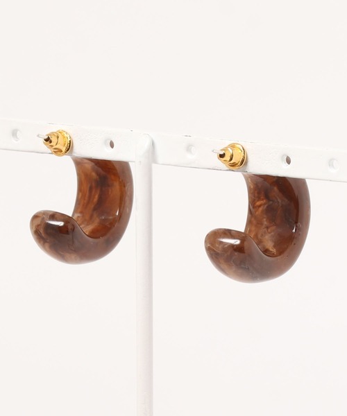 Shelly island（シェリーアイランド）の「マーブルフープピアス（ピアス（両耳用）・レディース・ブラウン/グリーン・FREE）」の10枚目の写真