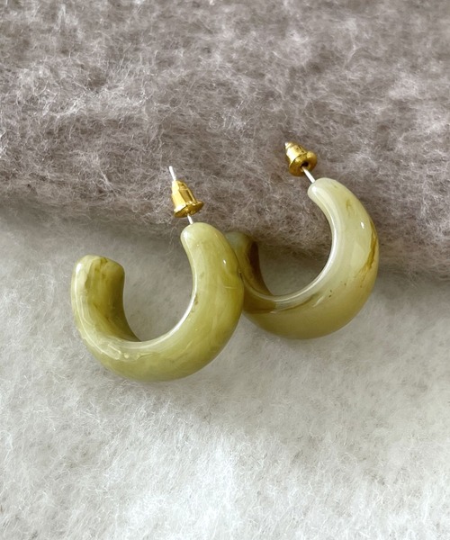 Shelly island（シェリーアイランド）の「マーブルフープピアス（ピアス（両耳用）・レディース・ブラウン/グリーン・FREE）」の13枚目の写真