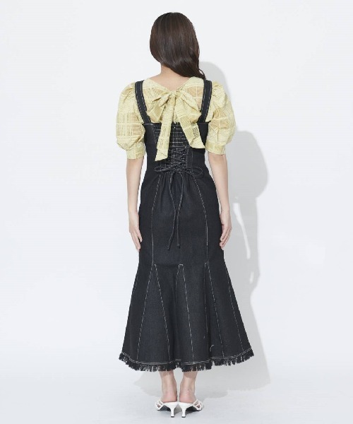裾フリンジバックウエストオープンワンピース　ワンピ　アンドクチュール AND COUTURE（アンドクチュール）の「裾フリンジバックウエスト