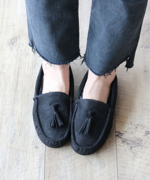 Fin（フィン）の「フェイクファータッセルモカシン【低反発スポンジ入り】（モカシン/デッキシューズ・レディース・ブラック/ベージュ/ネイビー/グレー・LL/S/M/L）」の12枚目の写真