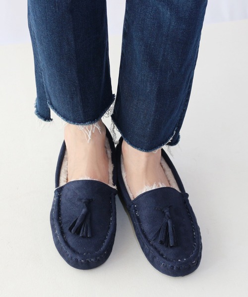 Fin（フィン）の「フェイクファータッセルモカシン【低反発スポンジ入り】（モカシン/デッキシューズ・レディース・ブラック/ベージュ/ネイビー/グレー・LL/S/M/L）」の16枚目の写真