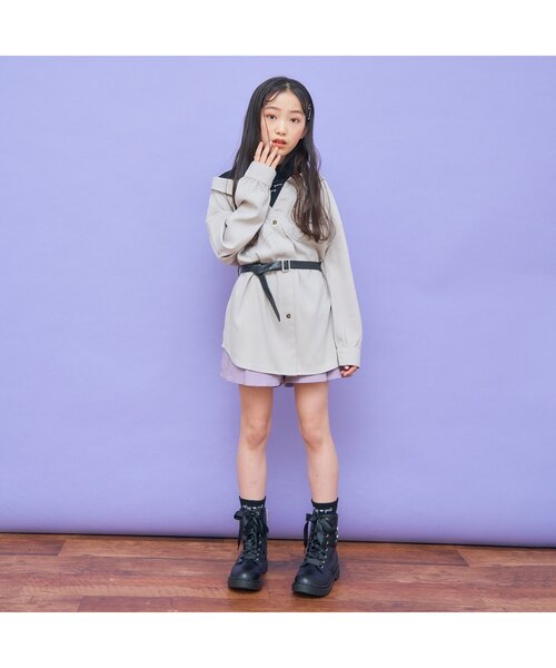 algy（アルジー）の「ベルト付きドッキングシャツ（シャツ/ブラウス・キッズ・グレー/サックスブルー/アイボリー・SMALL/MEDIUM/X-SMALL/XX-SMALL/XXX-SMALL）」の9枚目の写真