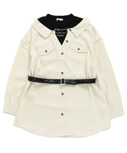 algy（アルジー）の「ベルト付きドッキングシャツ（シャツ/ブラウス・キッズ・グレー/サックスブルー/アイボリー・SMALL/MEDIUM/X-SMALL/XX-SMALL/XXX-SMALL）」の4枚目の写真